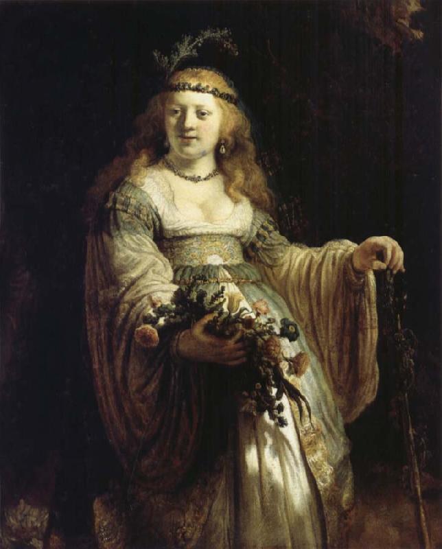 REMBRANDT Harmenszoon van Rijn Saskia van Uylenburgh in Arcadian Costume oil painting image